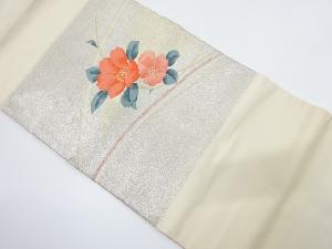 椿模様織り出し　名古屋帯
